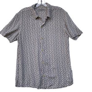 All Saints Notes SS Short Sleeve Button Down Shirt Size Small
